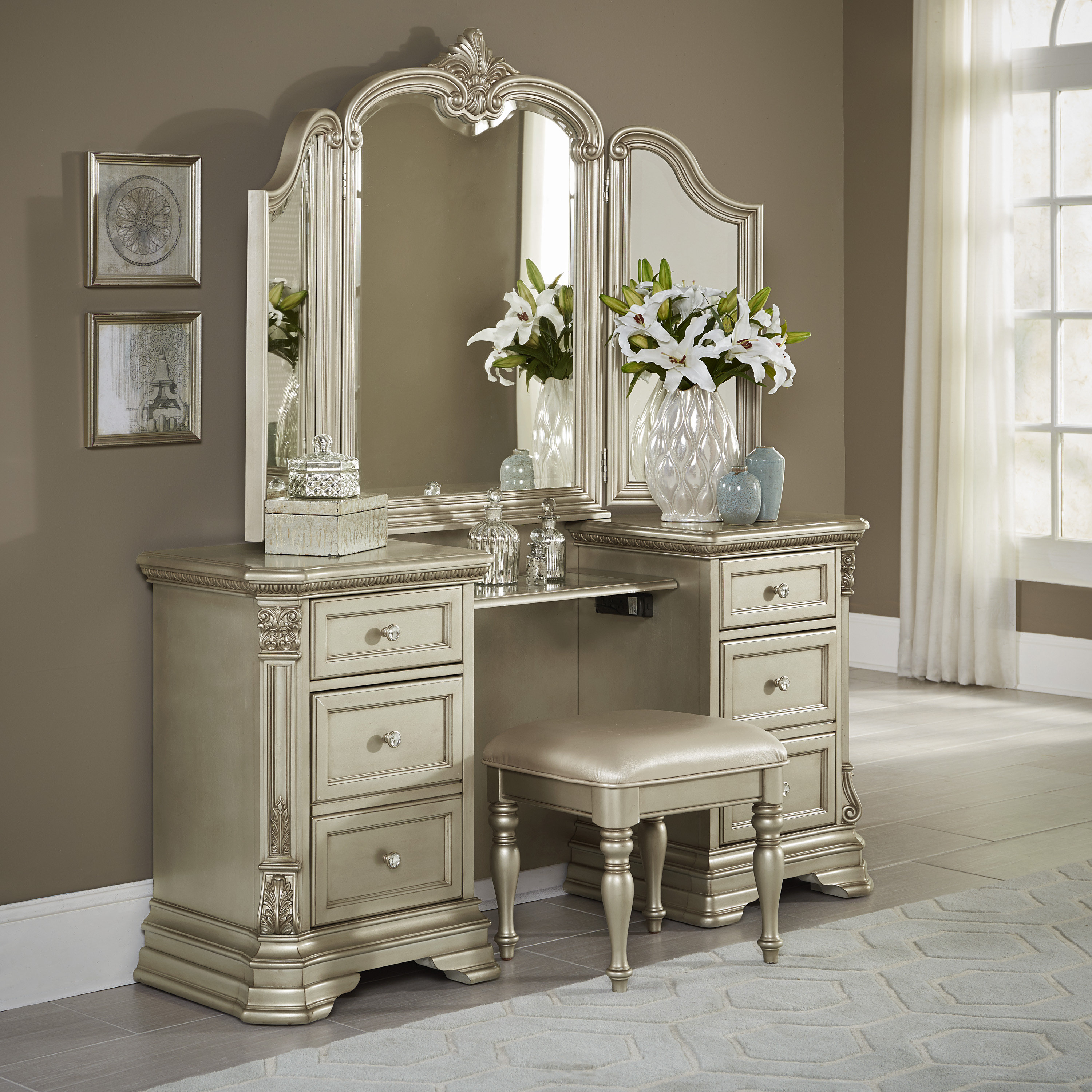 Astoria Grand Erika Vanity Set With Mirror Reviews Wayfair