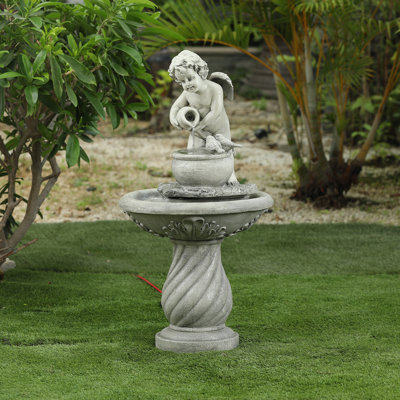 Arsheen 33'' Outdoor Resin Angel Patio Fountain