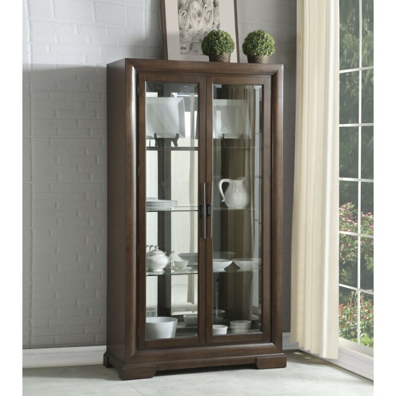 Darby Home Co Framlingham Spacious Wood And Glass Curio Cabinet