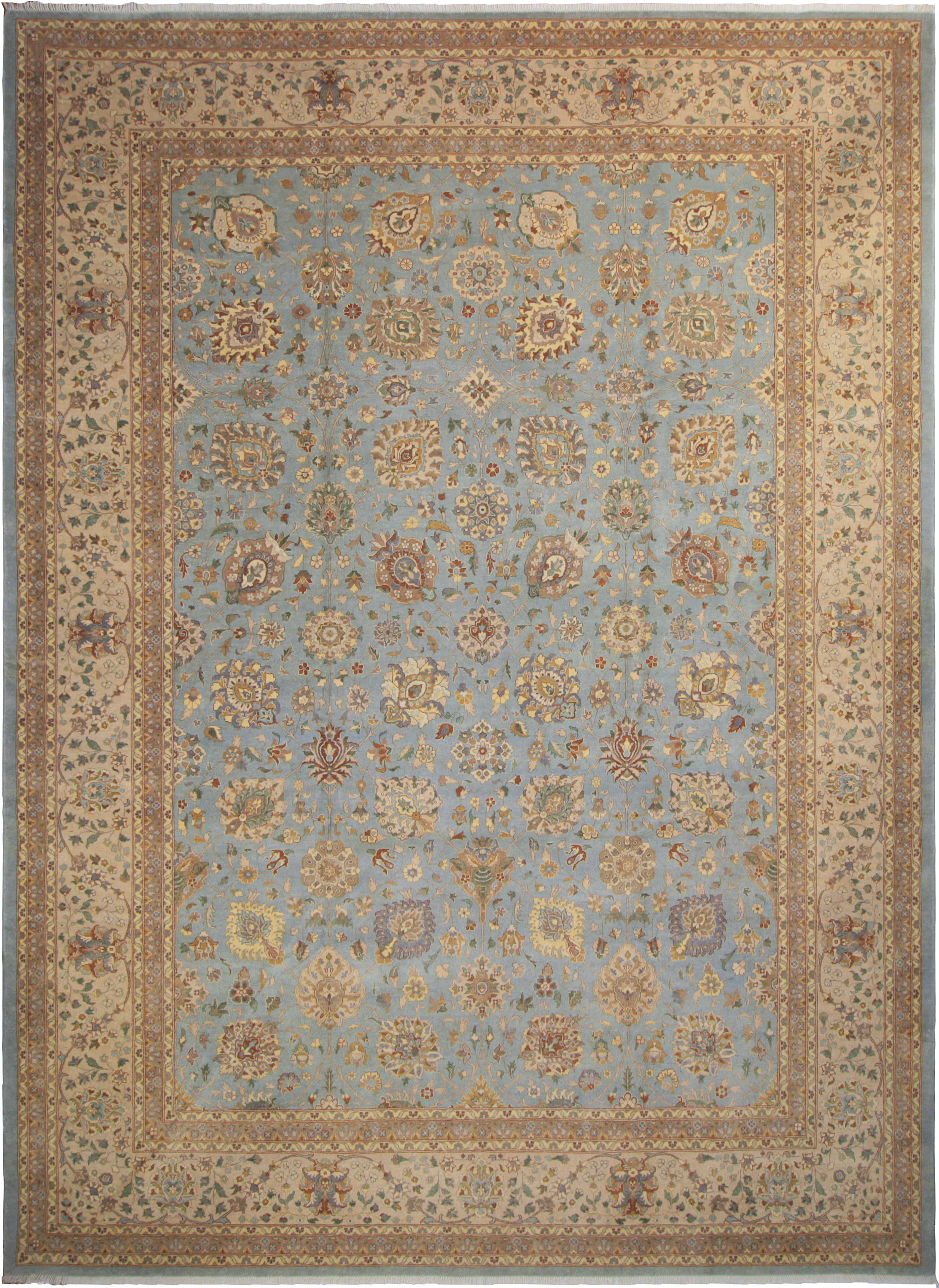 Arshs Fine Rugs Campton Hand Knotted Wool Blue Tan Area Rug