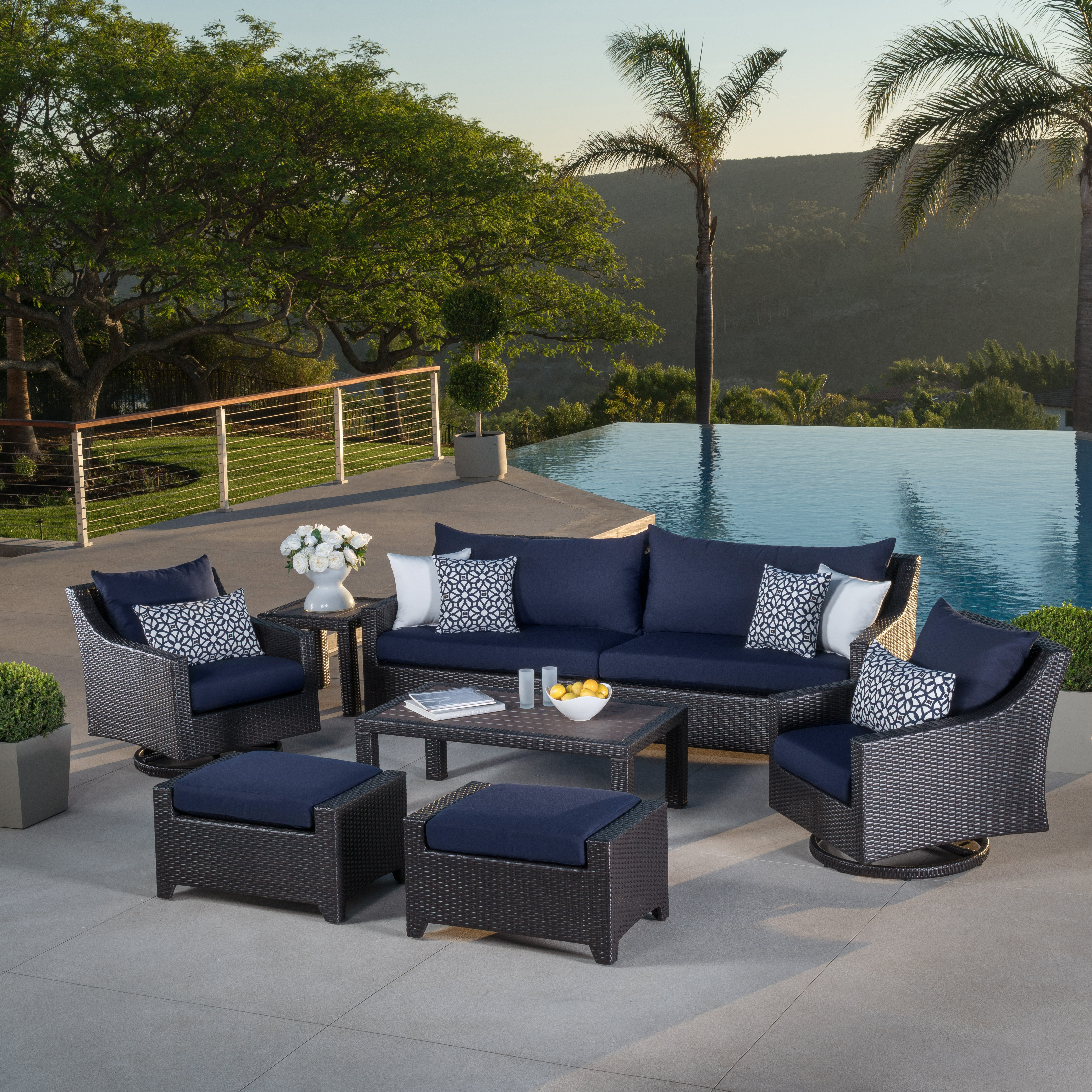 Three Posts Northridge 8 Piece Rattan Sunbrella Sofa Seating Group Three Posts Northridge 8 Piece Rattan