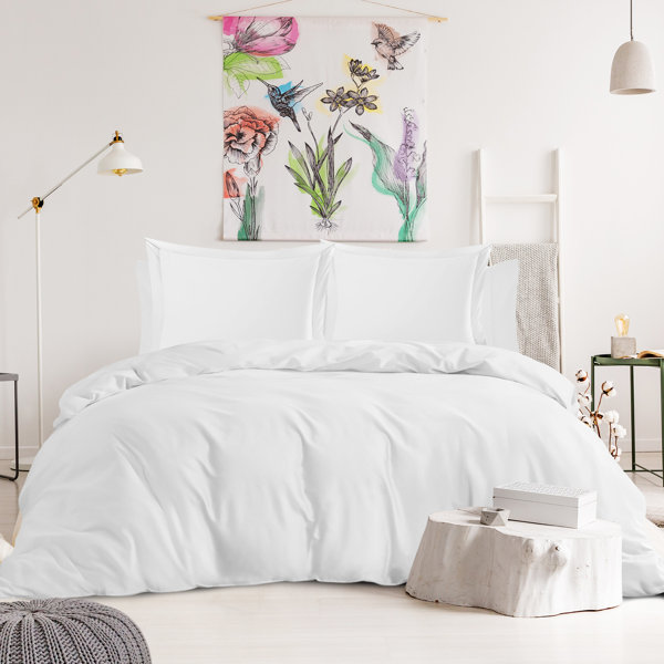 Super Soft Cotton Bedding Set single double with flat sheet fastened with a zip 