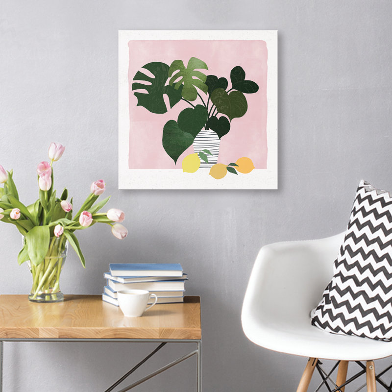 Get Wallpaper Monstera Plant And Lemons Wrapped Canvas Painting Print Joss For Android Free