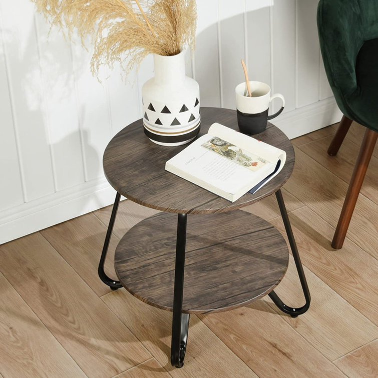 Metal End Table Small Side Table Round Coffee Table for Sofa Living Room Bedroom 