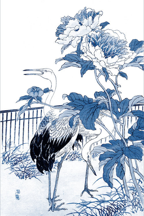 East Urban Home Blue White Asian Garden I Painting Print On