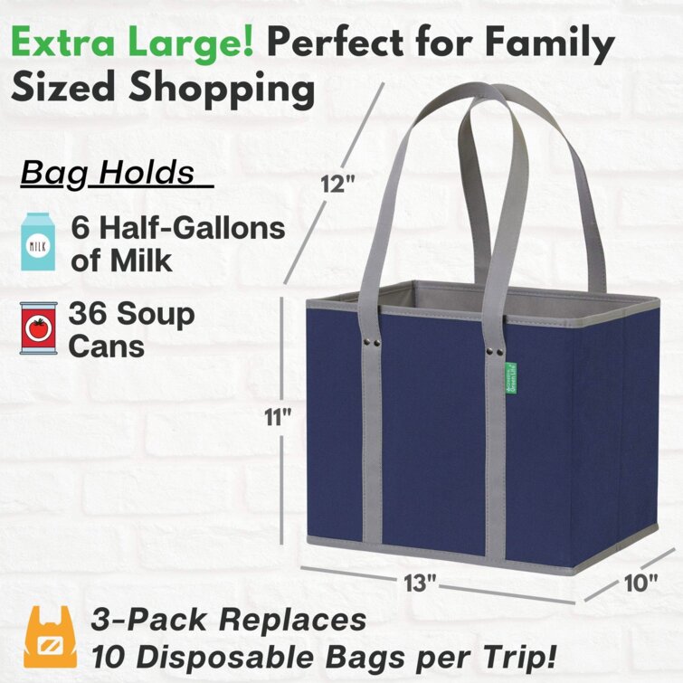 Heavy Duty Shop... 10 Pack Large Reusable Grocery Bags with Reinforced Handles 