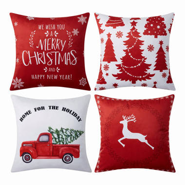 18" Christmas Cushion Cover Cotton Linen Pillow Cases Home Sofa Throw Decor Xmas 