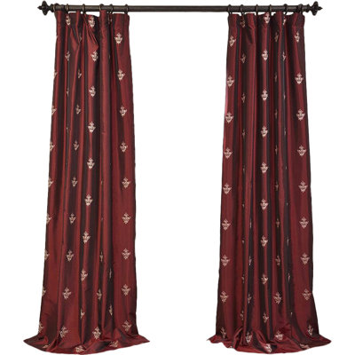 Half Price Drapes Trophy Syrah Embroidered Faux Silk Taffeta Curtain Colour: Syrah Red, Size per Panel: 50" W x 120" L