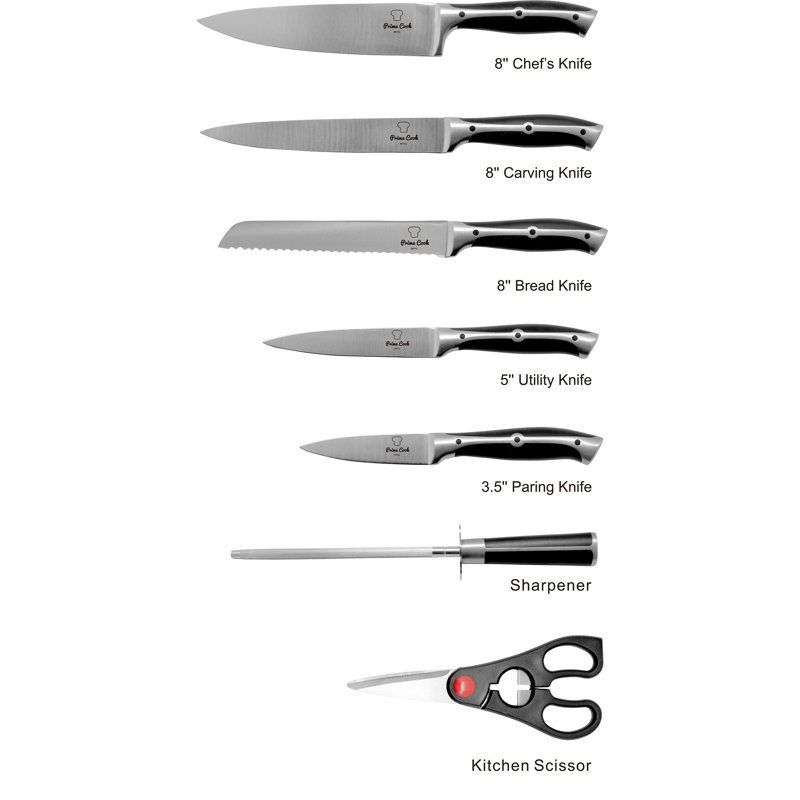 Prime Cook 8 Piece Kitchen Knife Set With Meat Knife Reviews Wayfair