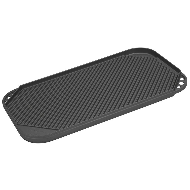 Cast Iron Reversible Griddle Pan Plate Non-Stick Coating Ridged Flat Surfaces 