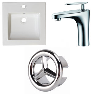 Go to store & view more images American Imaginations 1 Hole Ceramic Rectangular Drop-In Bathroom Sink with Faucet and Overflow