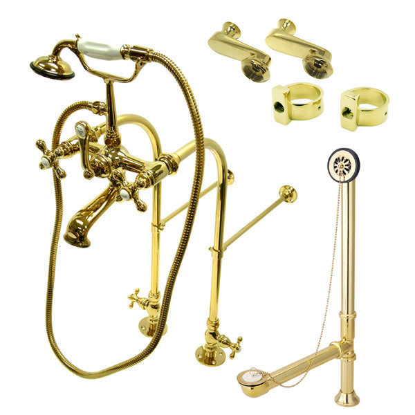 Kingston Brass Vintage Double Handle Wall Mounted Clawfoot Tub Faucet Trim With Handshower Perigold