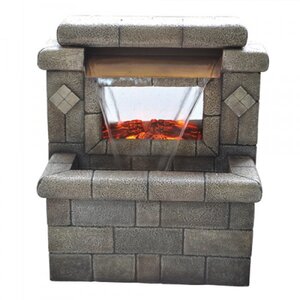 Square Stone Fireplace Resin with LED Light