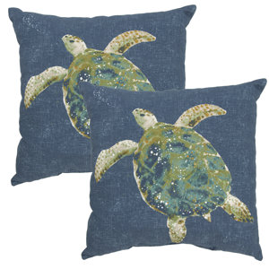 Toulouse Turtle Print Outdoor Throw Pillow (Set of 2)
