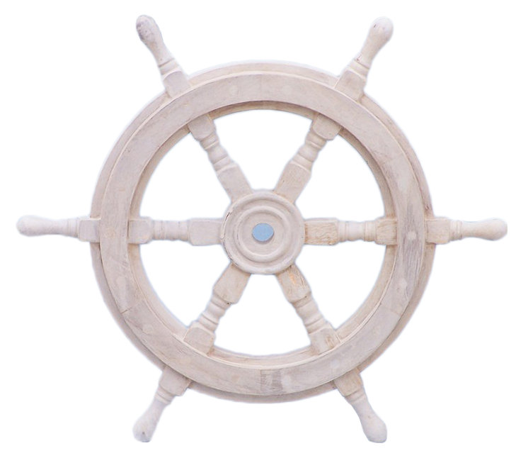 Breakwater Bay White Wood Ship Wheel Wall Décor Reviews Wayfair Breakwater Bay White Wood Ship Wheel