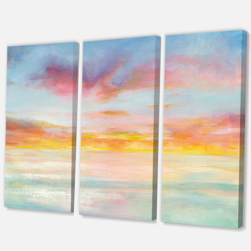 East Urban Home Premium Pastel Pink And Blue Clouds Painting