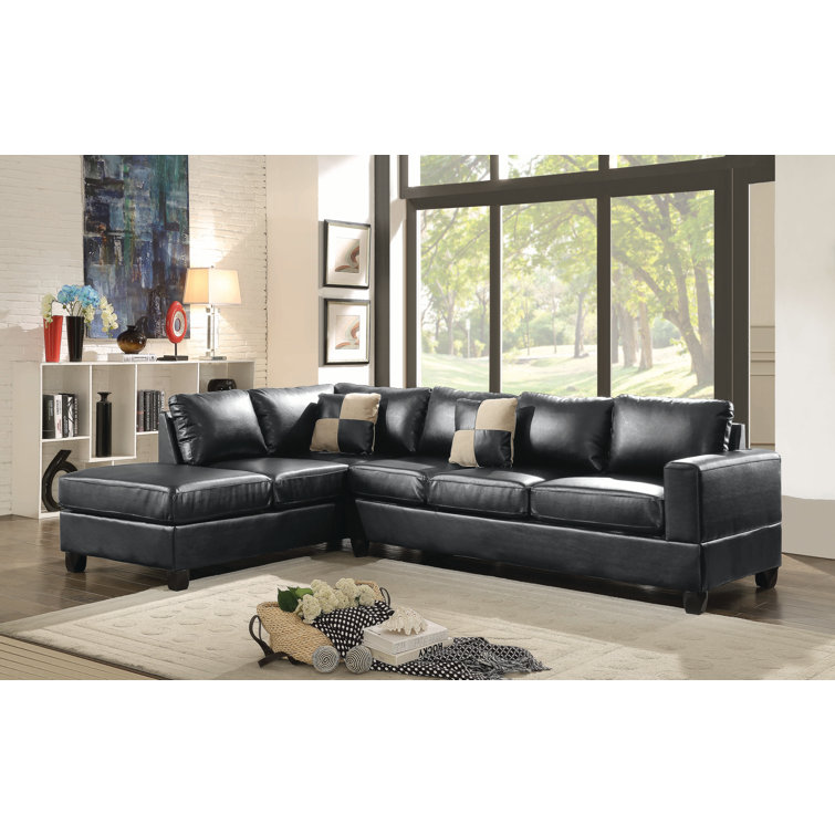 Latitude Run® Allec 110" Wide Faux Leather Left Hand Facing Sofa