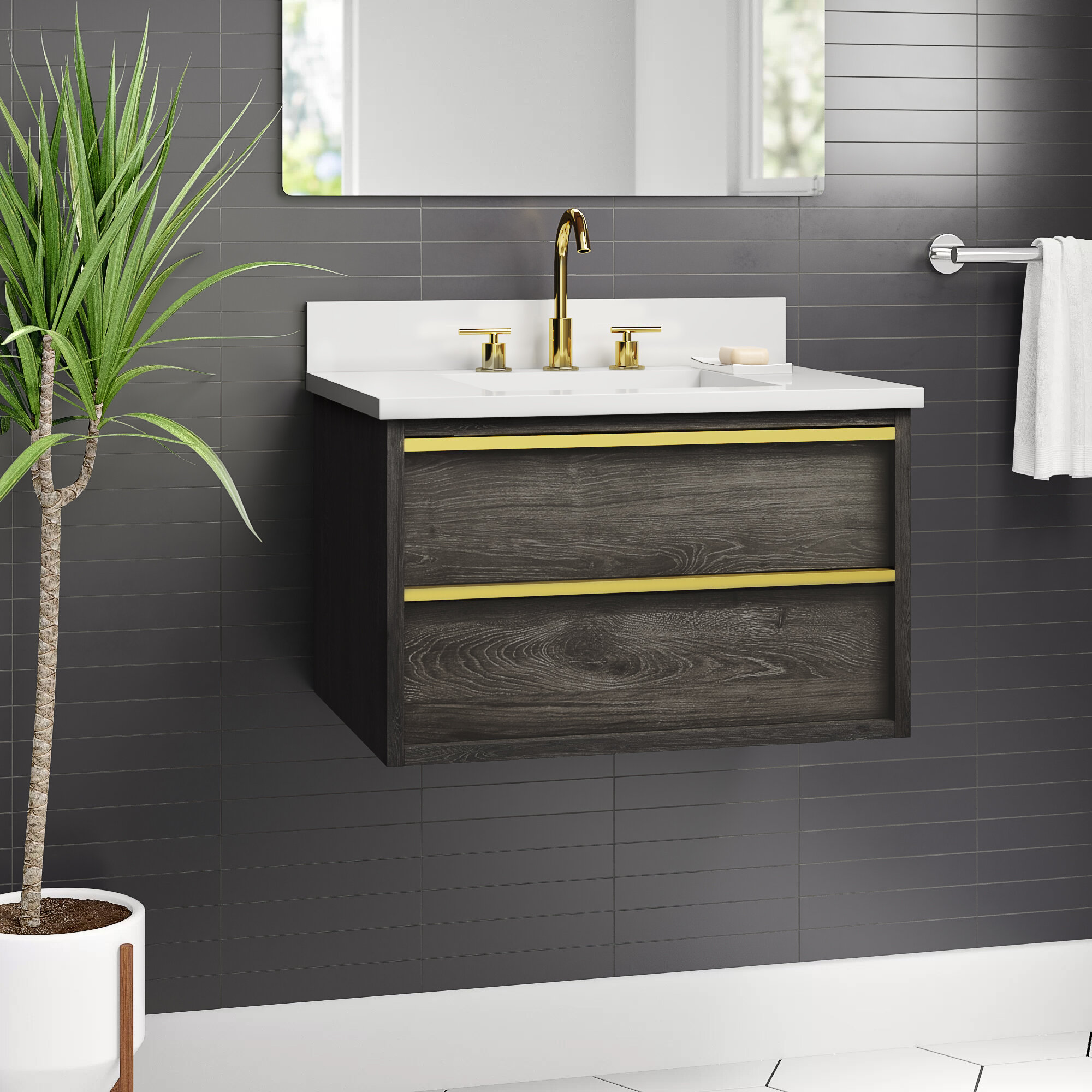 Allmodern Hoye 30 Wall Mounted Single Bathroom Set Reviews Wayfair