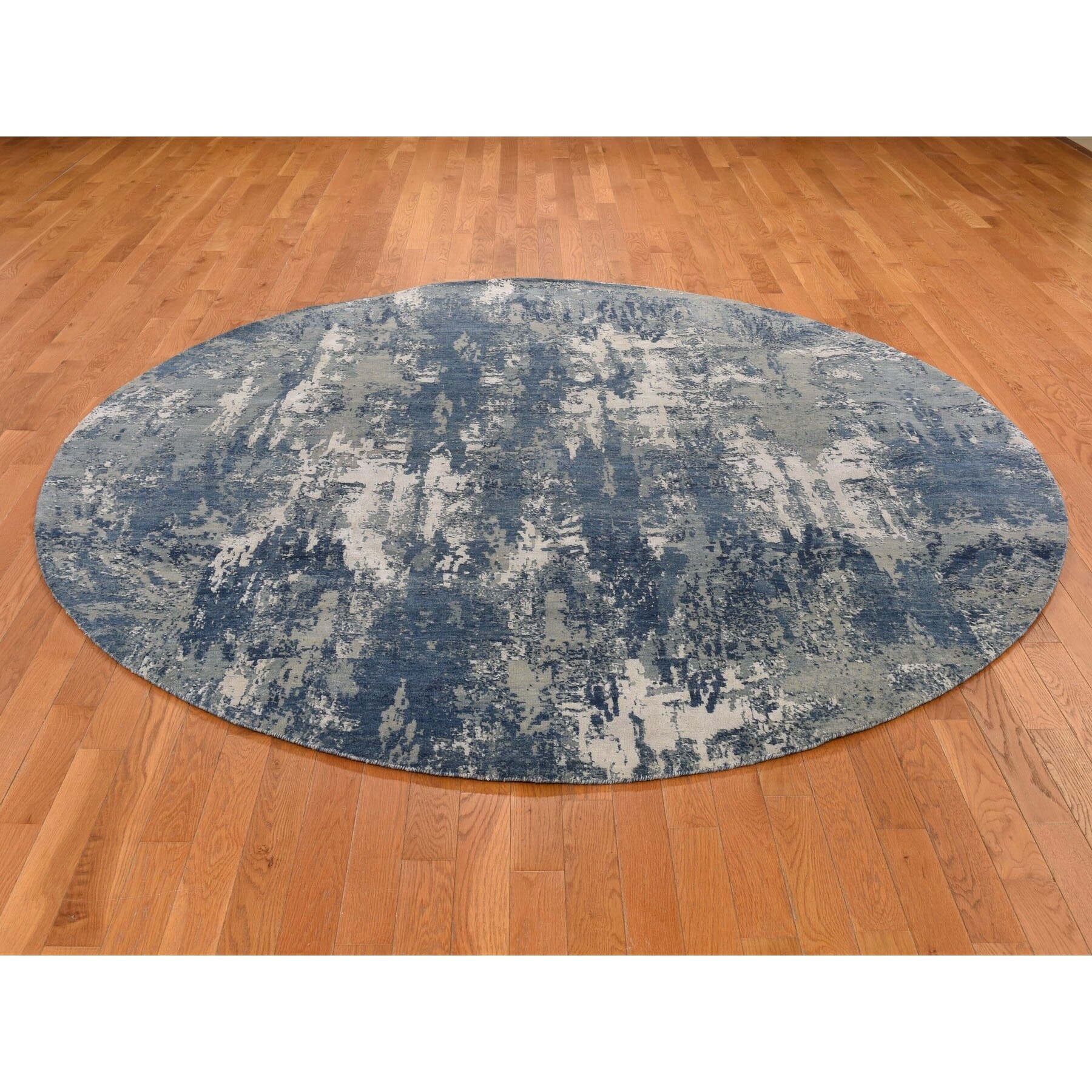 17 Stories One Of A Kind Nevins Hand Knotted 10 Round Area Rug In Blue Gray Wayfair