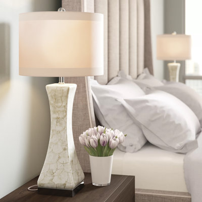 Menezes 30.5'' White Table Lamp Set USB
