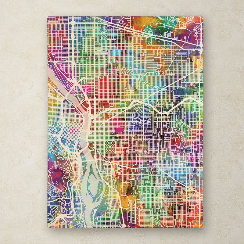 Wrought Studio Portland Oregon Street Map Graphic Art Print On Canvas Wayfair