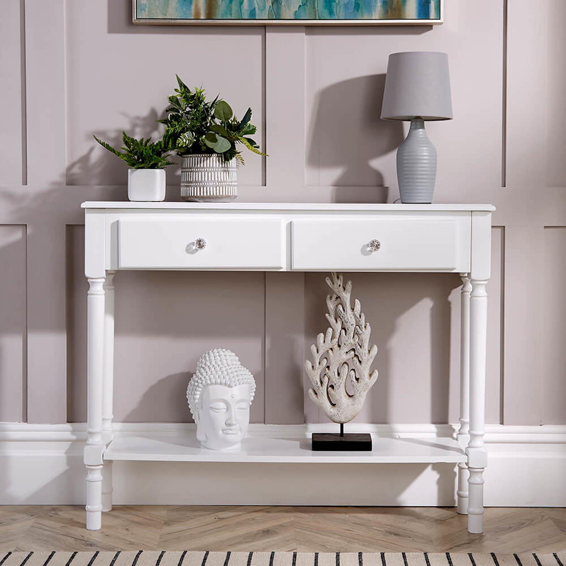 grey and white hall table