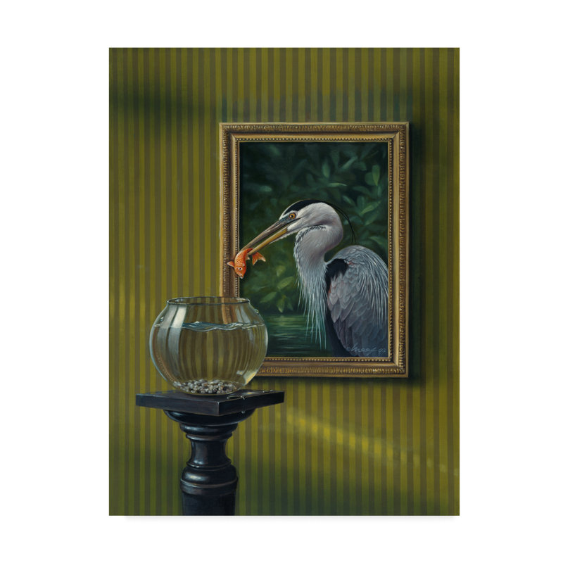 Trademark Art Heron And Goldfish Acrylic Painting Print On