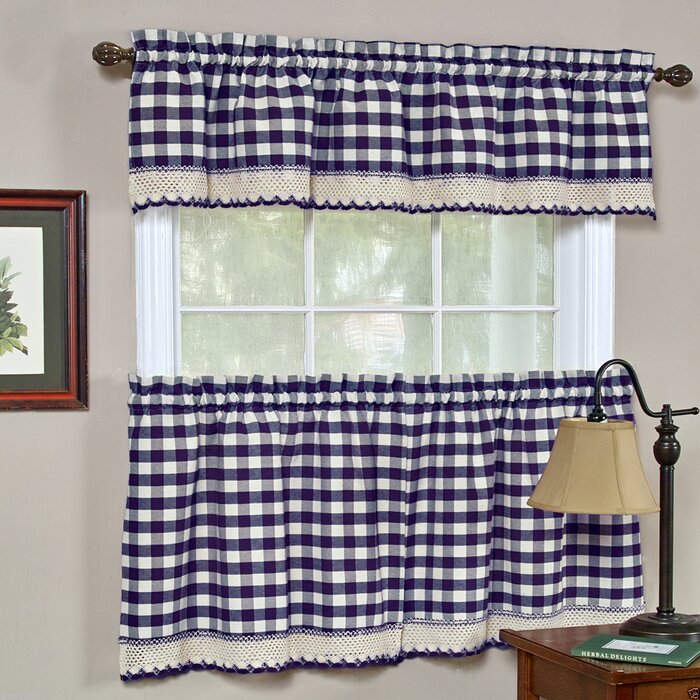 August Grove® Bellair Country Plaid Complete 3 Piece Tier & Valance ...