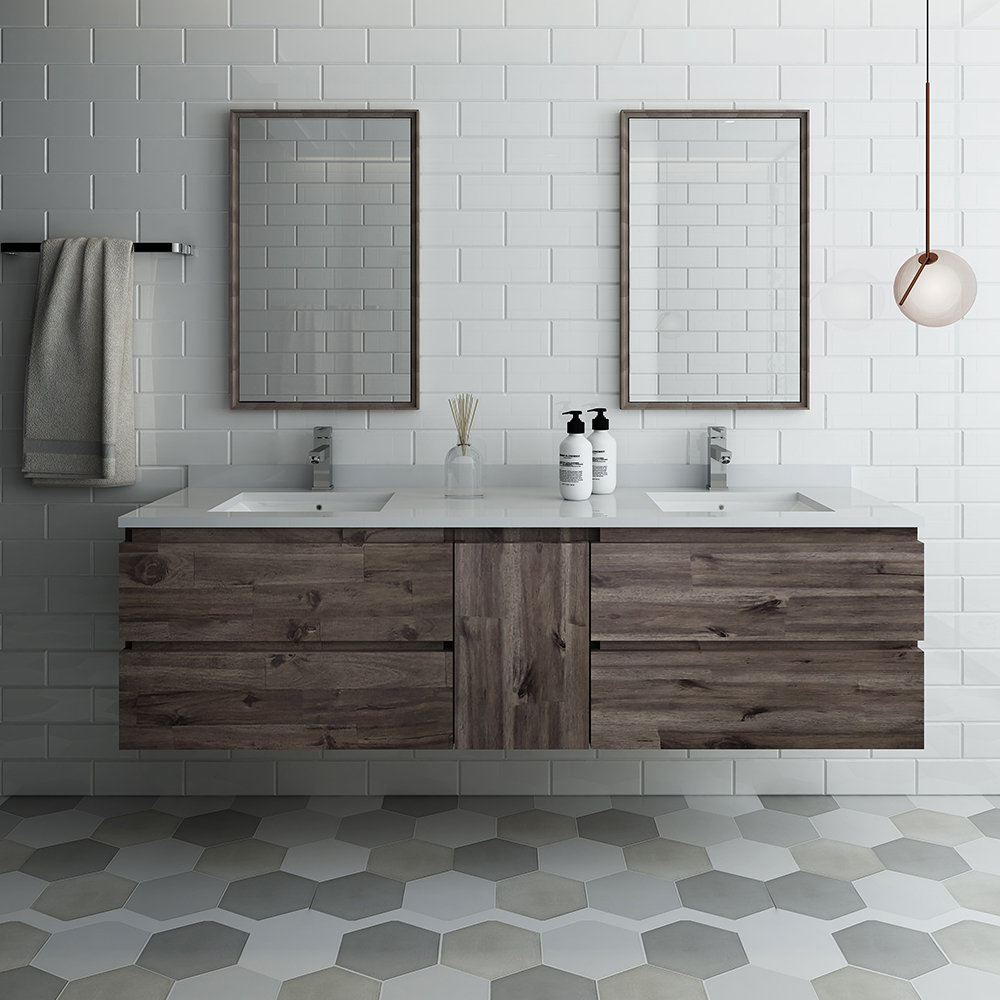 Formosa 72 Wall Mounted Double Bathroom Vanity Set With Mirror Formosa 72 Wall Mounted Double Bathroom Vanity Set With Mirror