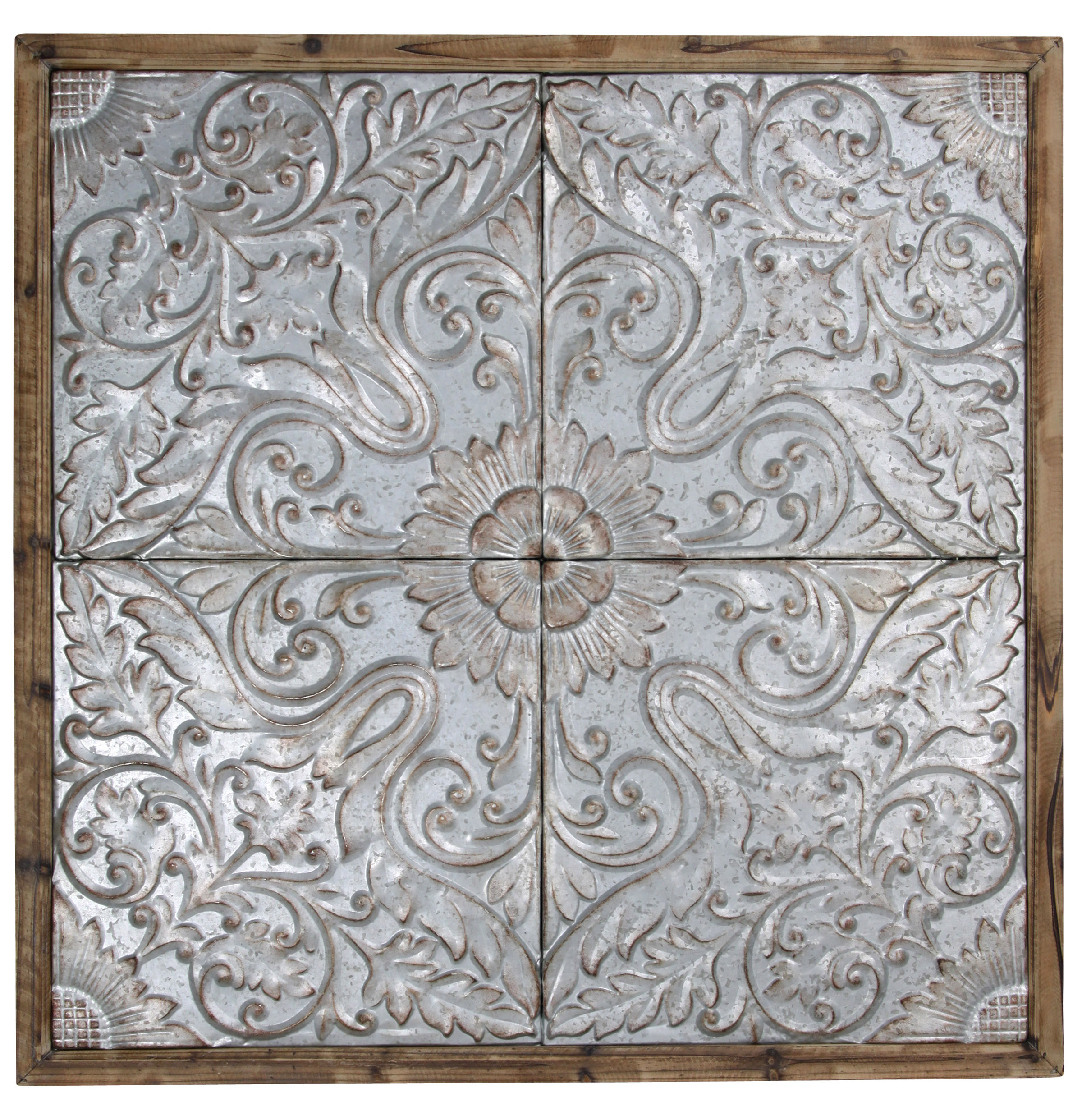 Gracie Oaks Patterned Punched Tin Ceiling Tiles Framed Graphic Art Gracie Oaks Patterned Punched Tin Ceiling Tiles Framed Graphic Art Print In Gray Reviews Wayfair