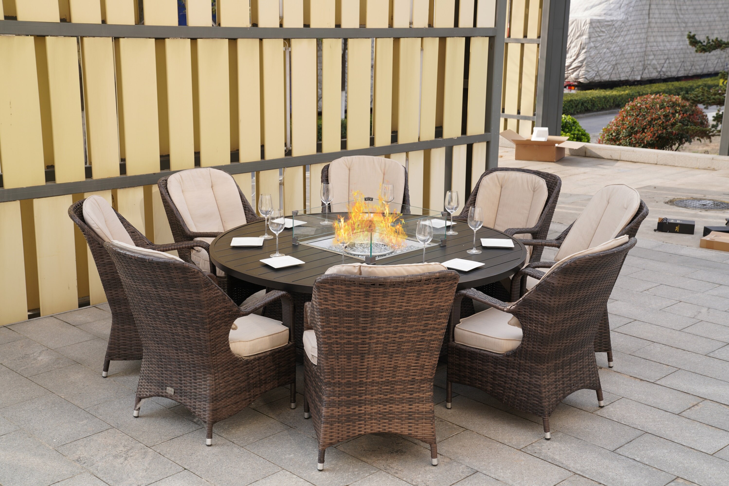 8 seater glass outdoor table