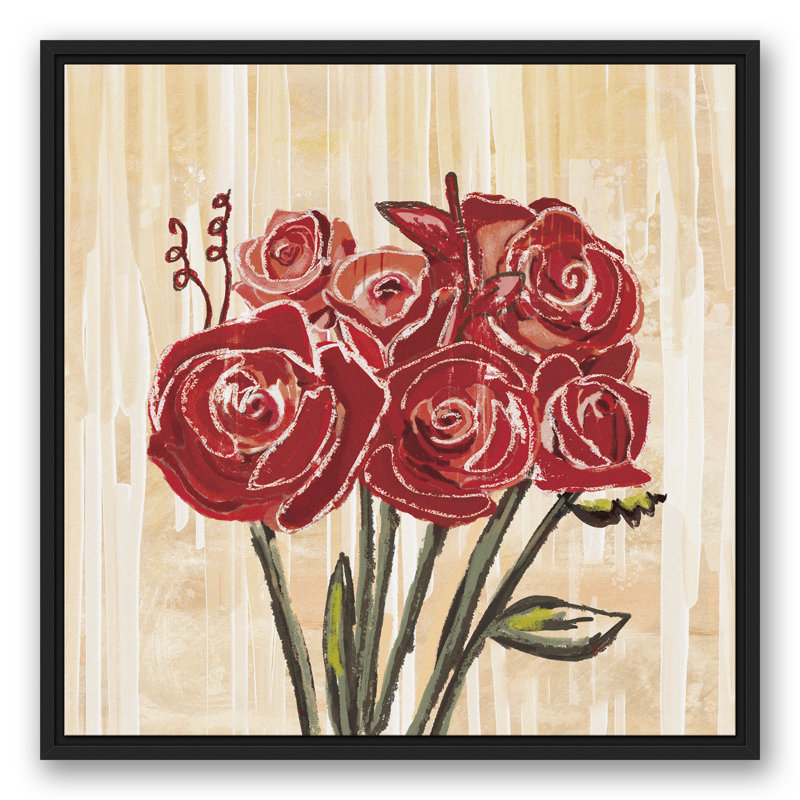 Red Barrel Studio Painted Red Rose Bouquet Acrylic Painting