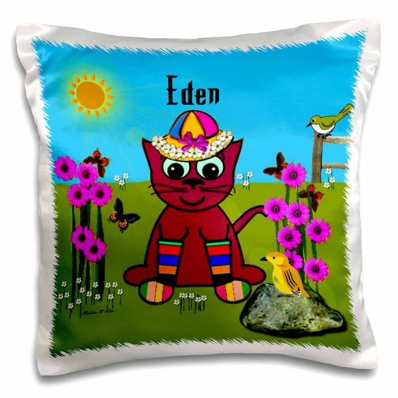 East Urban Home Eden Decorative Smudgeart Art Design Cat In Rainbow Socks Pillow Cover Wayfair