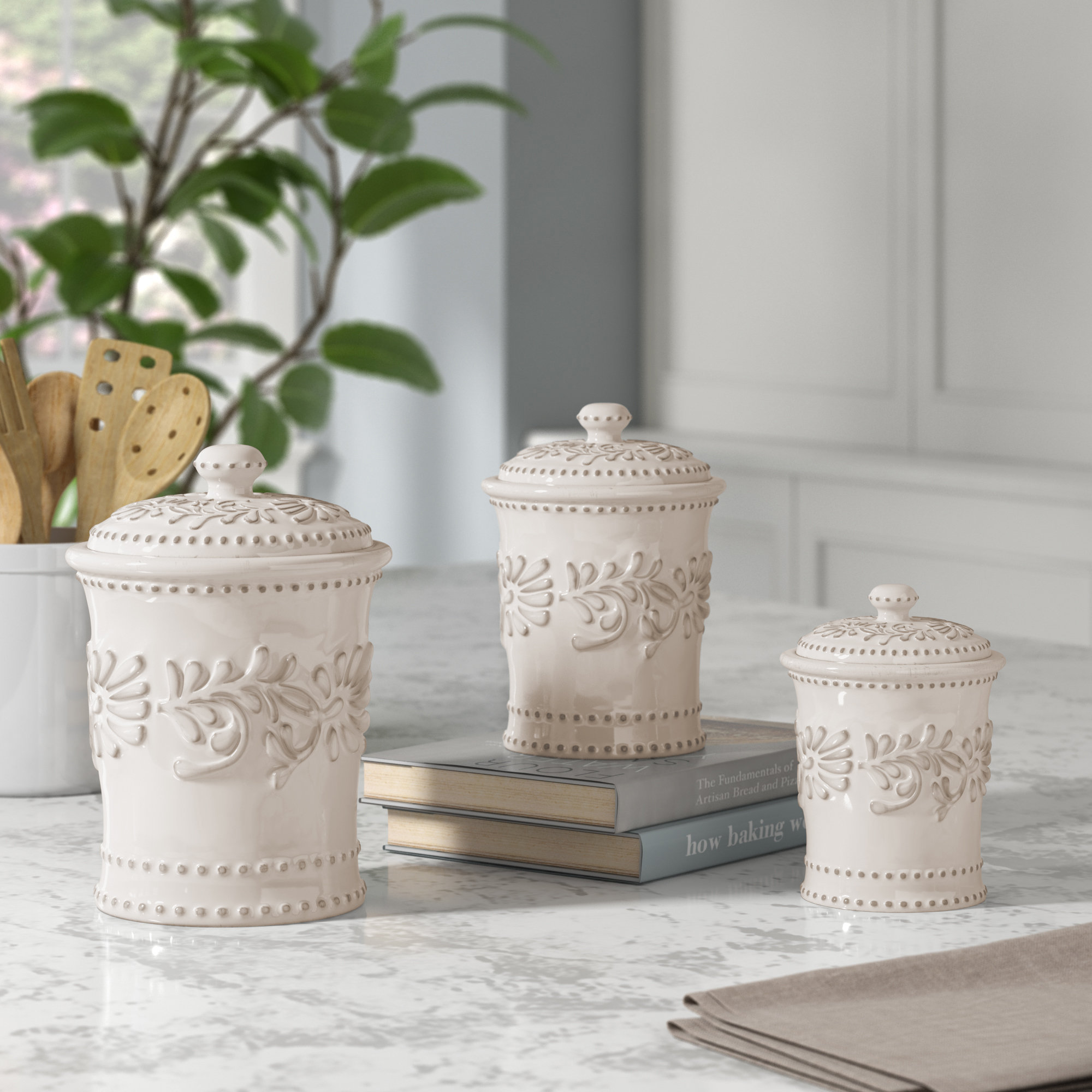 Ophelia Co Racine 3 Piece Kitchen Canister Set Reviews Wayfair Ophelia Co Racine 3 Piece Kitchen