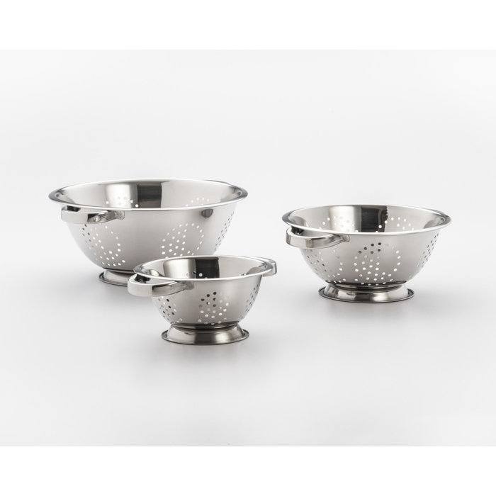 Kitchen 3pc Colander Set Stainless Steel Mesh Strainer Net Baskets 3 4 5qt U.S