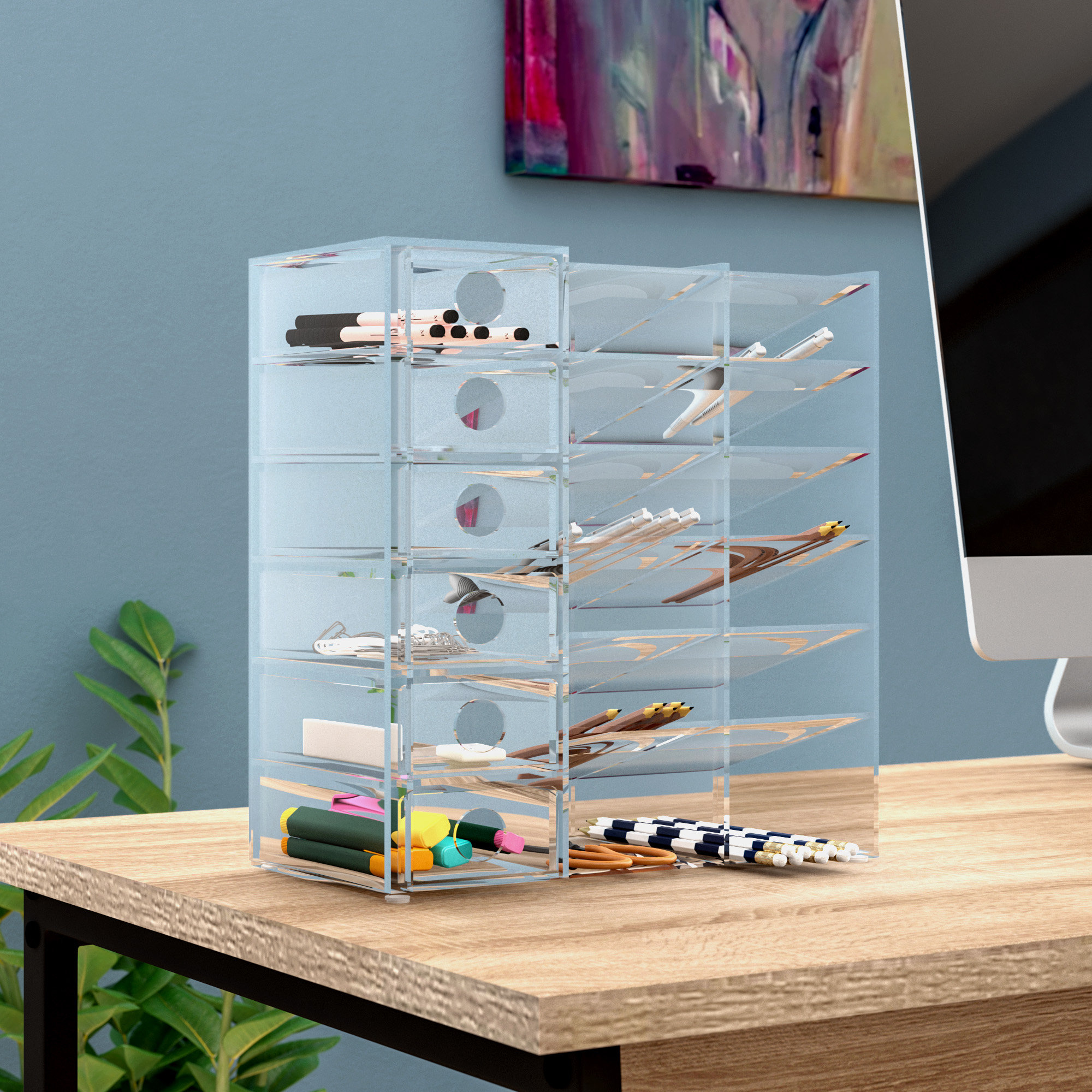 Rebrilliant Cannella Acrylic Six Shelf Office Supply Organizer Rebrilliant Cannella Acrylic Six Shelf Office Supply Organizer Storage Drawer Case Reviews Wayfair