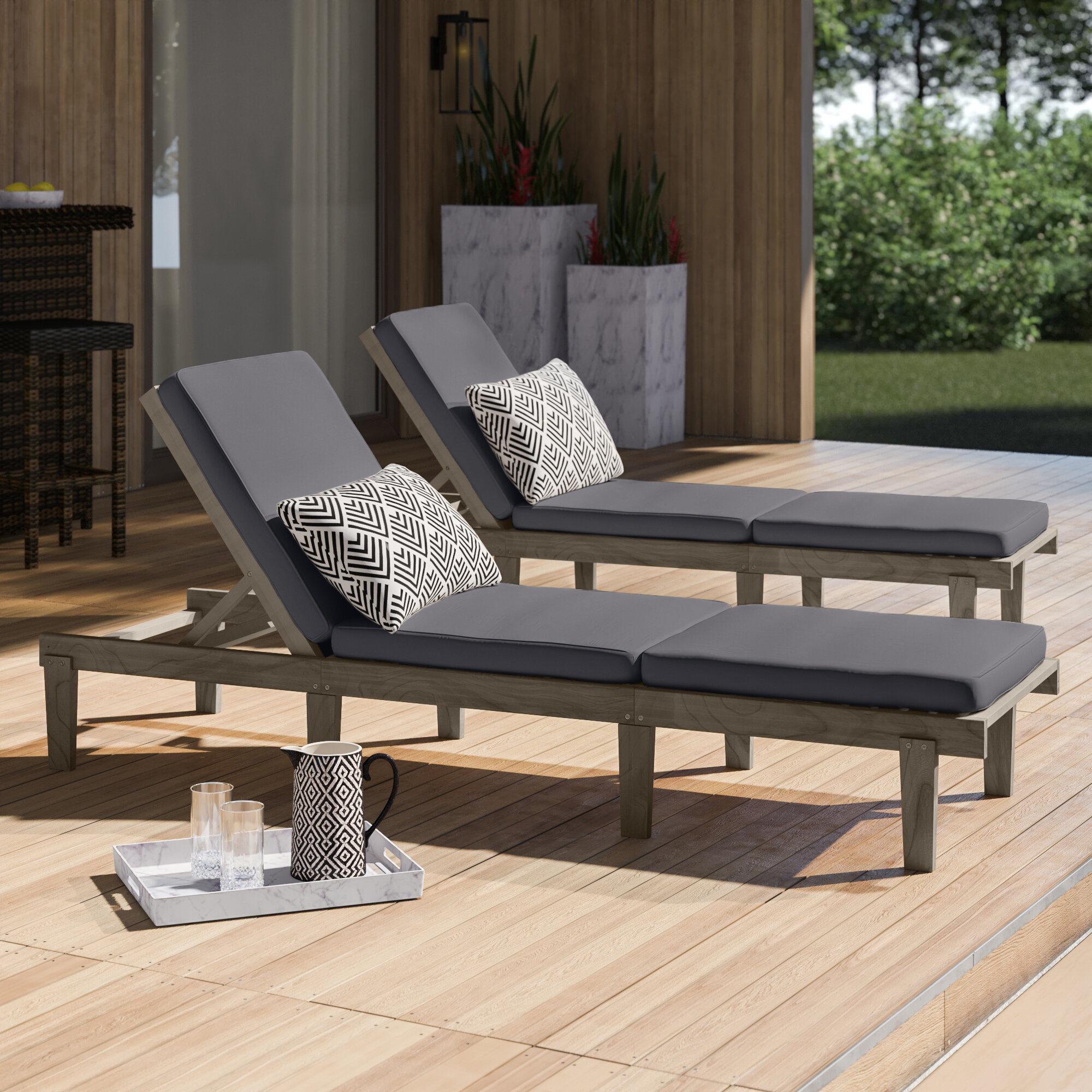 wooden outdoor chaise