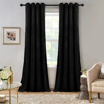 SOFT FAUX SILK ALLURE  BLACK TAPE TOP LINED CURTAINS  46x54 INCHES 