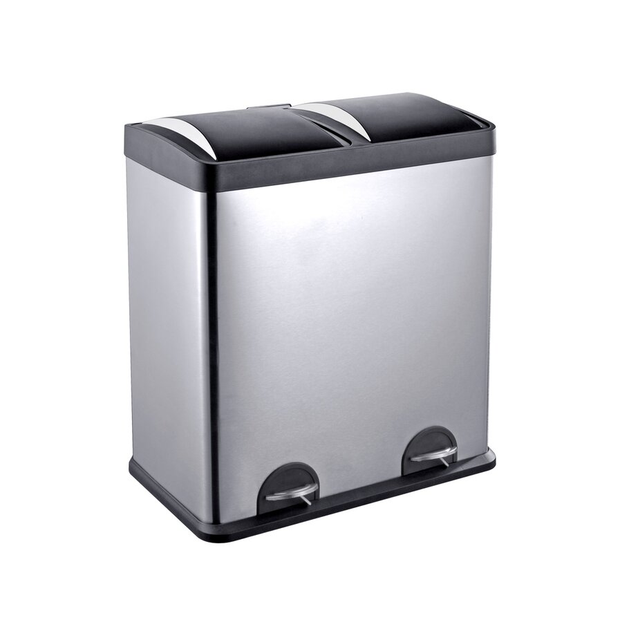 Stainless Steel 2-Compartment 16 Gallon Trash Can