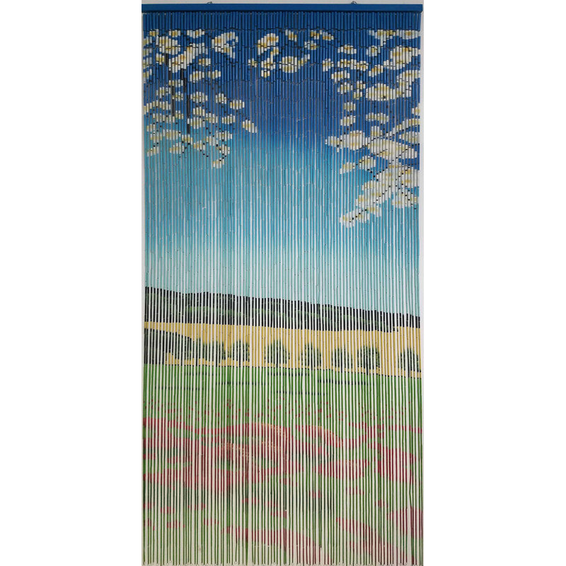 Evideco Door Curtain Beaded Floral Flower Semi Sheer