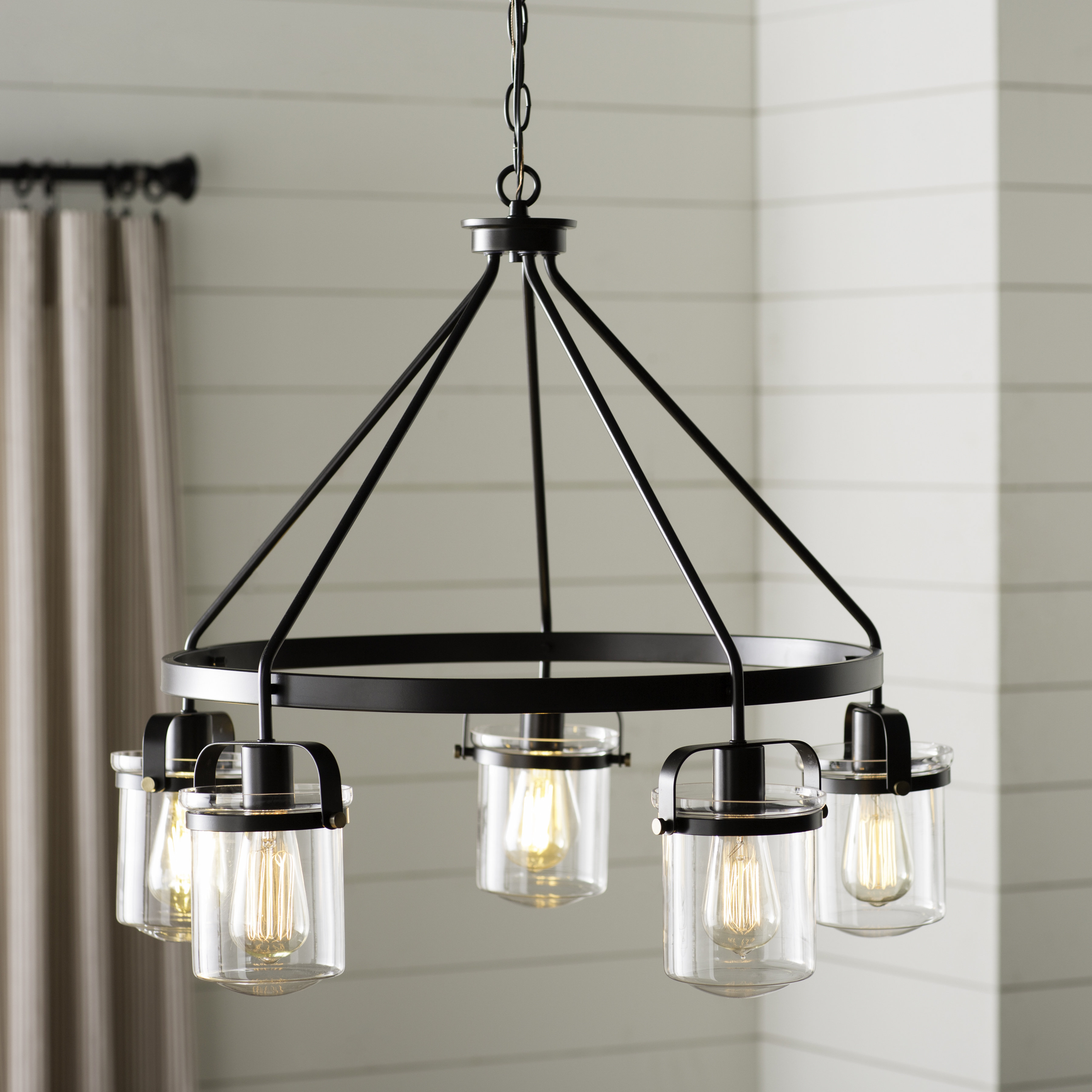 Laurel Foundry Modern Farmhouse Portland 5 Light Shaded Wagon Laurel Foundry Modern Farmhouse