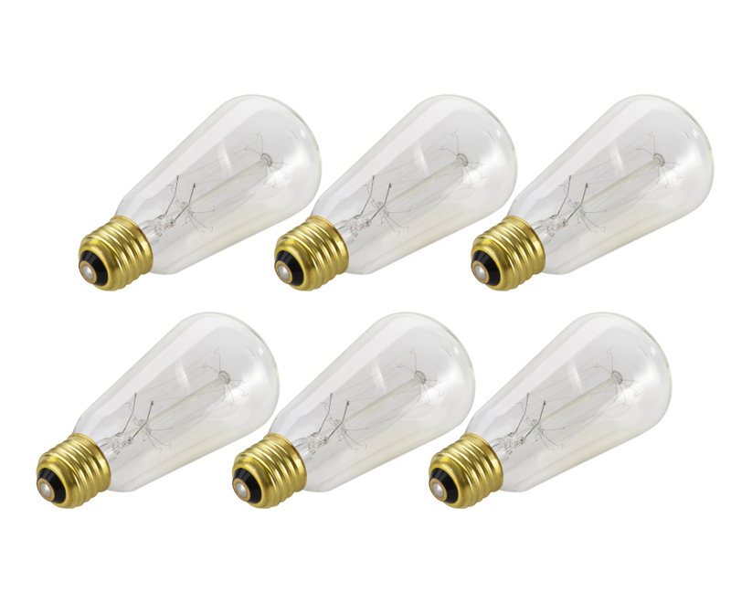 10001 60 Watt S19 Incandescent, Non-Dimmable Light Bulb, Warm White (2700K) E26 Base