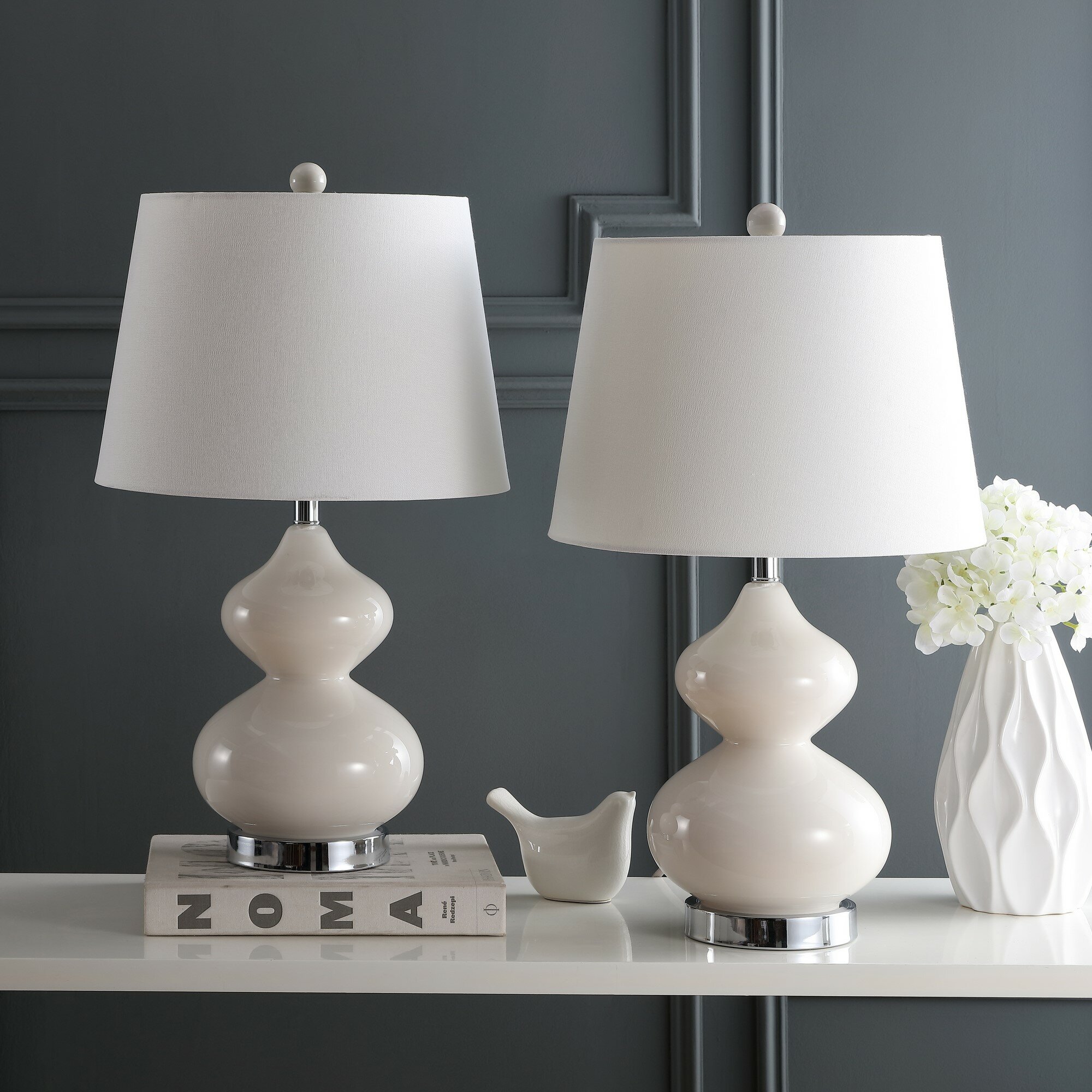 gray nightstand lamps