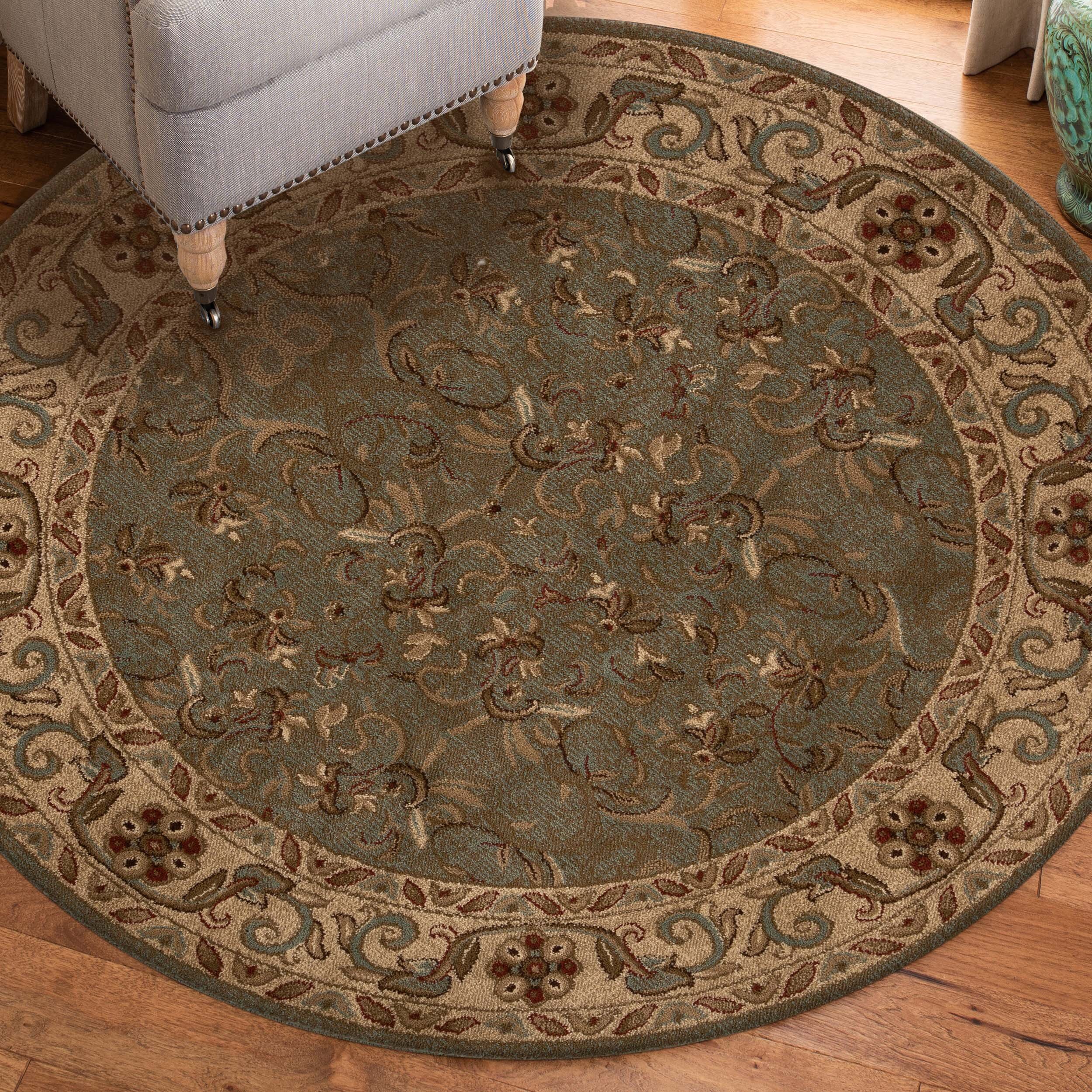 Round Area Rug 3ft Floral Cherry Blossom Non-Slip Circle Rug Washable Area Rugs Runner Clearance Playroom Rugs for Living Room Bedroom Indoor Outdoor Home Decor Playing Mats 