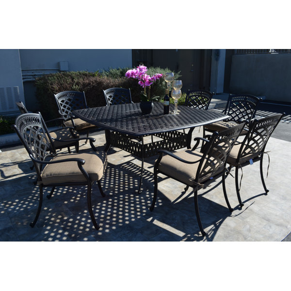 Fleur De Lis Living Wildermuth 9 Piece Dining Set with Cushions ... Fleur De Lis Living Wildermuth 9 Piece Dining Set with Cushions ...