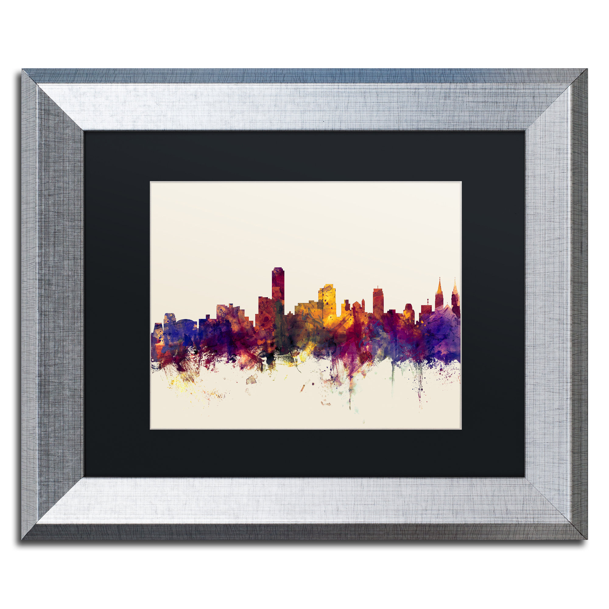 Trademark Art Adelaide Au Skyline By Michael Tompsett Framed Graphic Art On Canvas Wayfair