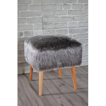 George Oliver Pyramid Home Decor Square Faux Fur Stool For Vanity Furry Ottoman Seat With Wood Legs 16 5 X 16 5 X 17 75 Inch Faux Fur Foot Stool Ottoman Wayfair