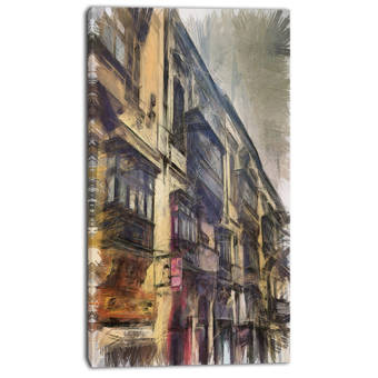 Designart Old City Street Watercolor Painting Painting Print On