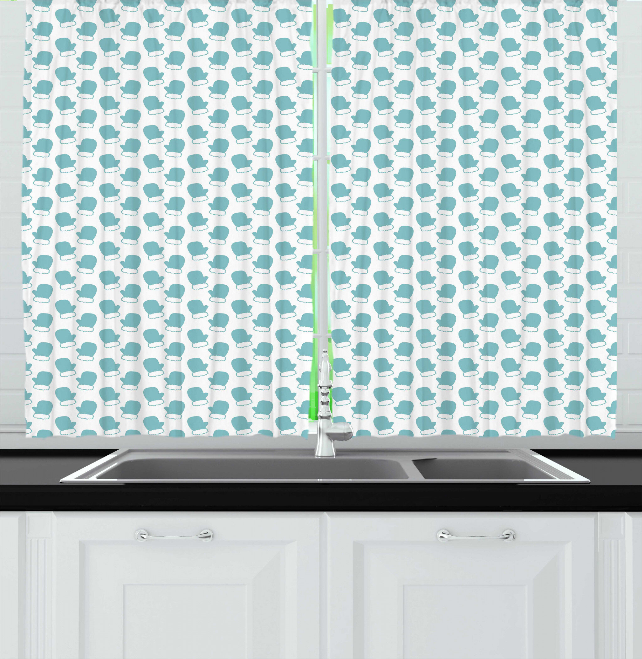 East Urban Home Turquoise Kitchen Curtain Wayfair