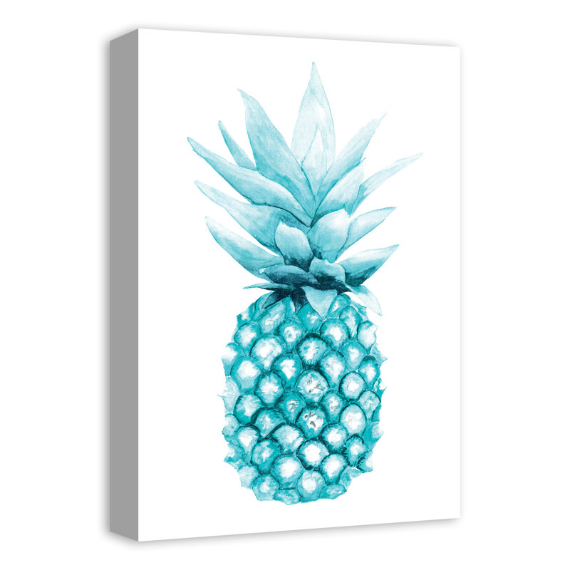 Bay Isle Home Blue Pineapple Watercolor Painting Print On Canvas